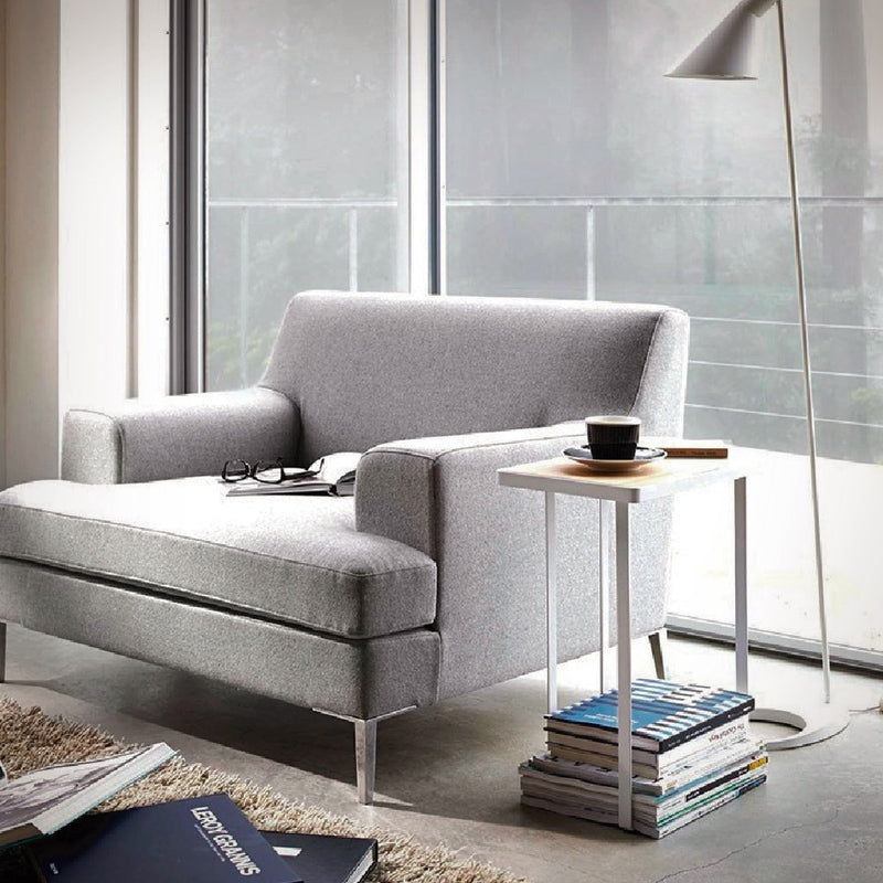 Mesa auxiliar porta revistas blanco y fresno Yamazaki